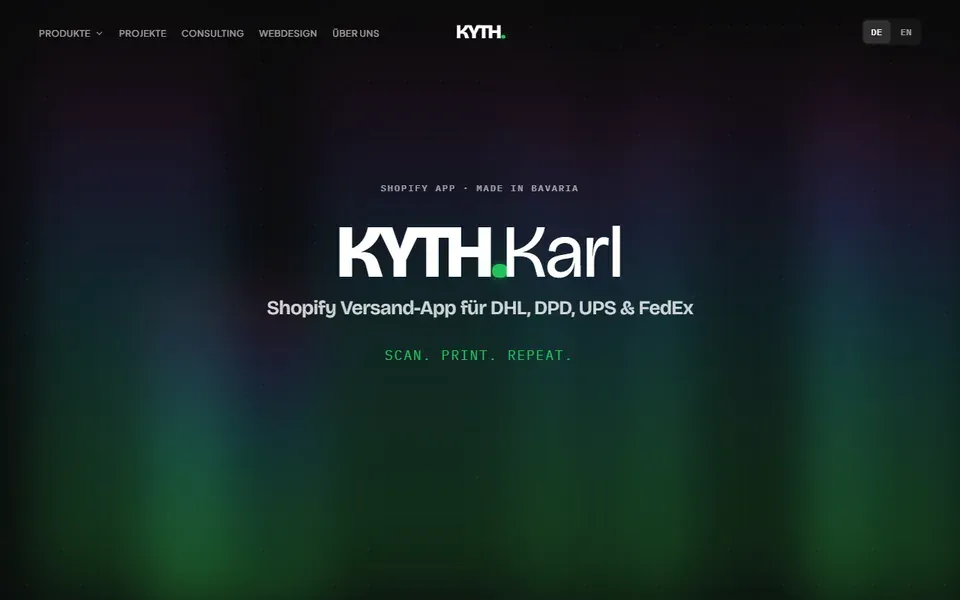 Screenshot der Seite kyth.systems/karl