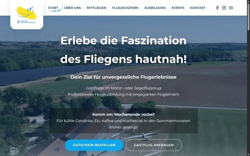 Screenshot der Seite segelfliegenaltdorf.de