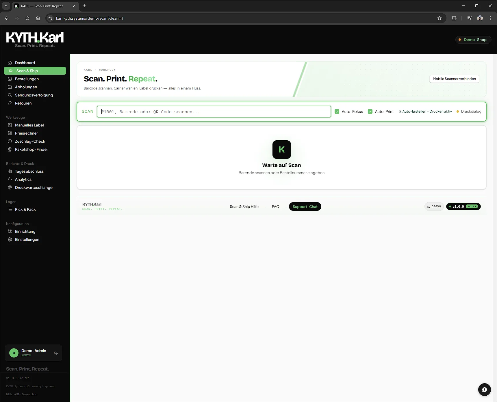 KYTH.Karl: Scan & Ship: Scan. Print. Repeat.